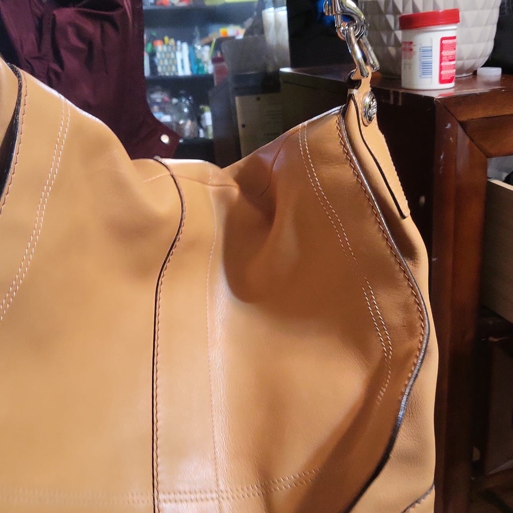 Coach Tan Slouchy Leather Shoulder Bag